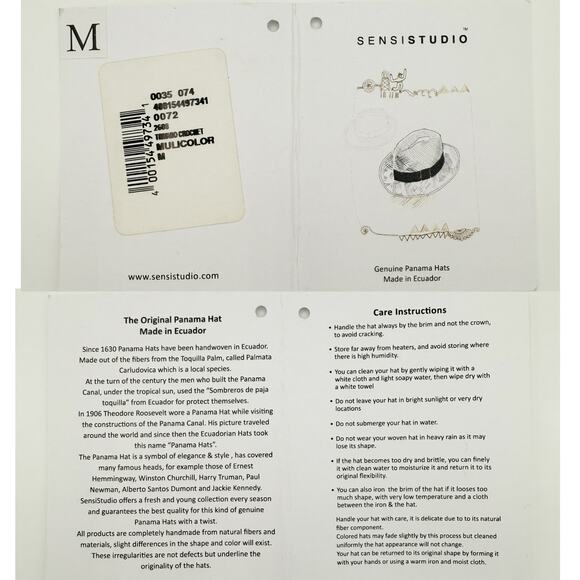 Sensi Studio Mediterranean Pop Trinado Straw Packable Bucket Sun Hat Medium - Picture 4 of 6